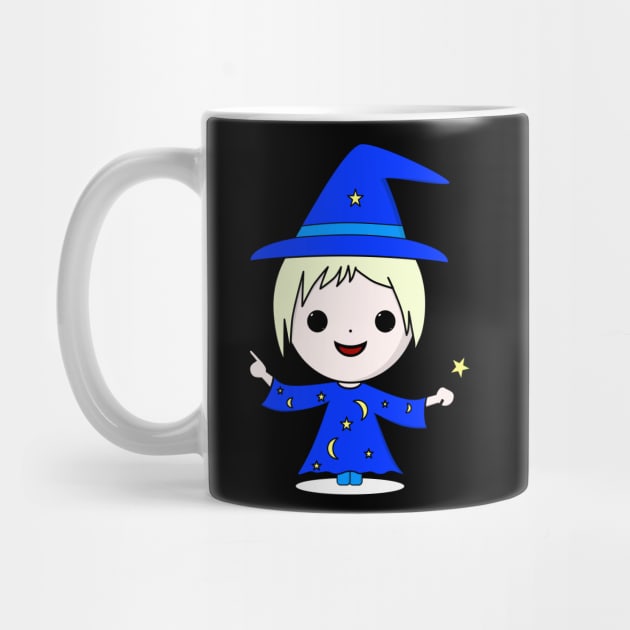 Cute Kawaii wizard with a magic wand by All About Nerds